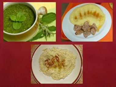Oběd 29 - Kopřivová polévka a vrabci s kaší