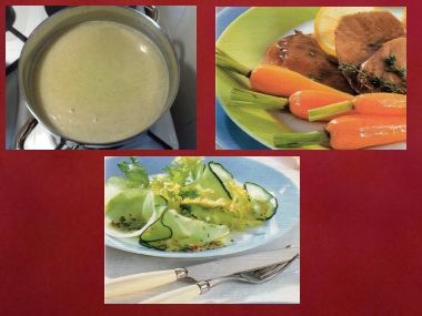 Sváteční oběd 4 - pórková polévka, jehněčí a carpaccio