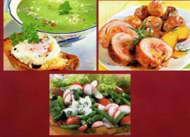 Sváteční oběd 9 - Polévka s toastem, jehněčí roláda a salát