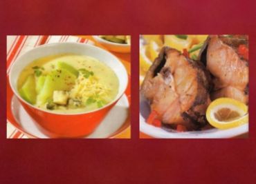 Sváteční oběd 36 - Sýrová polévka, mořská štika a anglický salát
