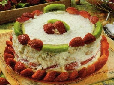 Vanilkový dort s ovocem - nepečený