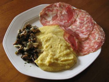 Recept Polenta s houbami