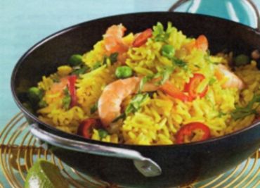 Dušená rýže s krevetami