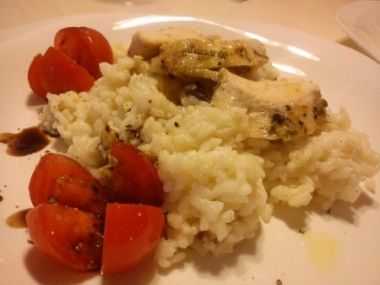 Pečené kuřecí prso s italskou žampionovou rýží