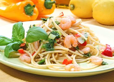 Linguine s krevetami a cuketkou