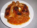 Kuře pečené nadivoko- na zeleninovém leču a koření-ala pečeně králíka