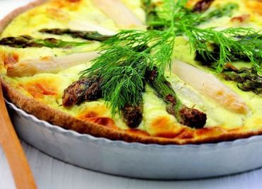 Chřestový quiche s anglickou slaninou