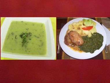 Oběd 18 - Bylinková polévka a závitek se špenátem