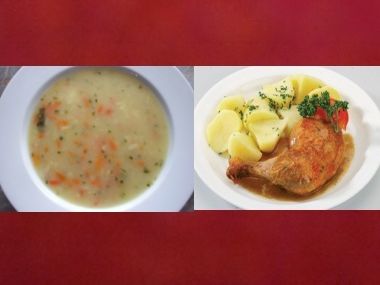 Oběd 35 - Kuřecí polévka a pečené kuře