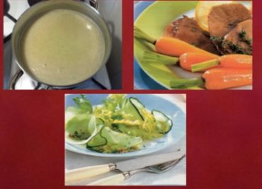 Sváteční oběd 4 - pórková polévka, jehněčí a carpaccio