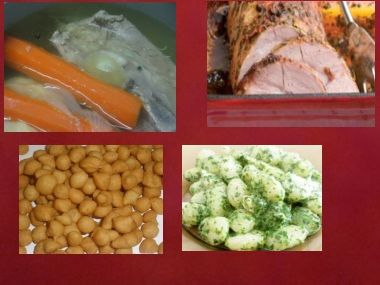 Sváteční oběd 22 - Játrová polévka a pečeně s noky