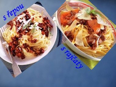 Špagety s rajčaty a řepou